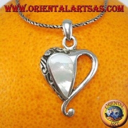 Pendentif coeur en argent avec nacre