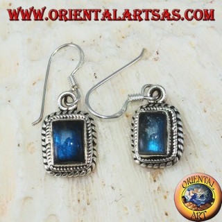 Orecchini in argento con Labradorite rettangolare