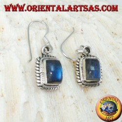 Boucles d'oreilles en argent avec Labradorite rectangulaire