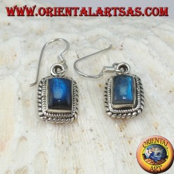 Boucles d'oreilles en argent avec Labradorite rectangulaire