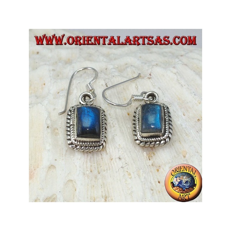 Pendientes de plata con Labradorita rectangular