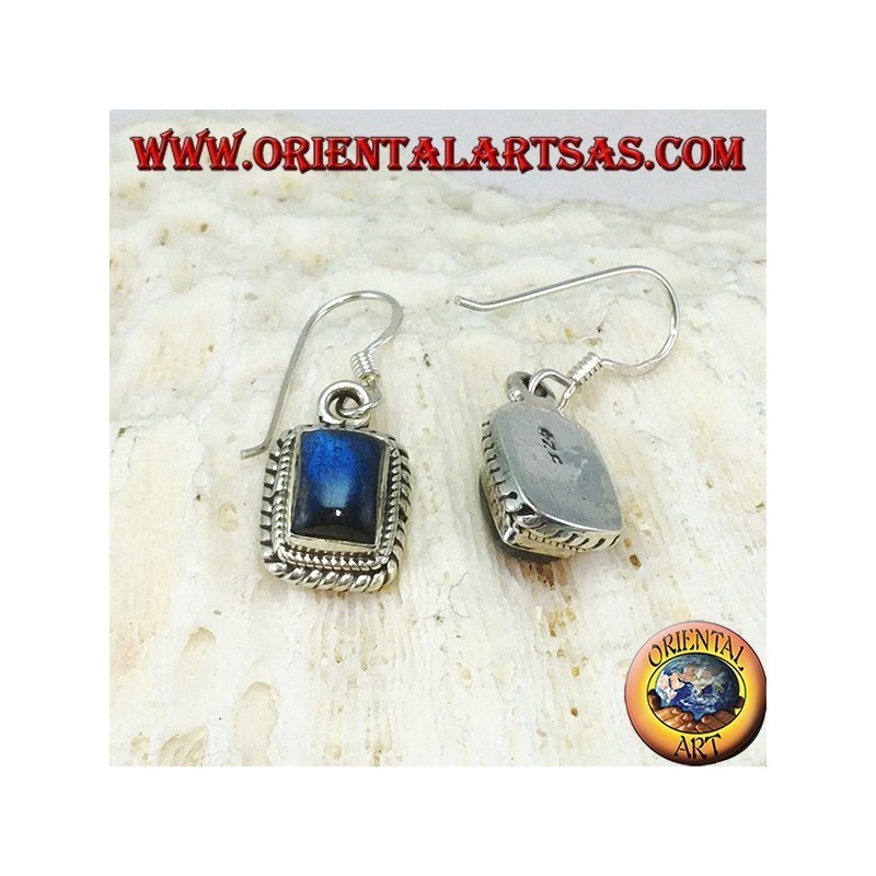 Orecchini in argento con Labradorite rettangolare