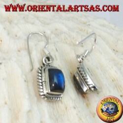Pendientes de plata con Labradorita rectangular