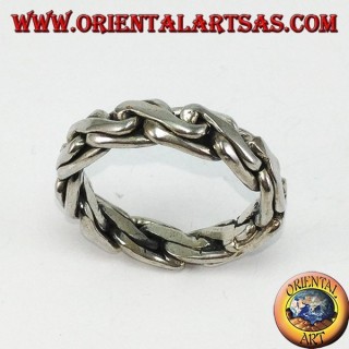 Anello in argento a catena bizantina
