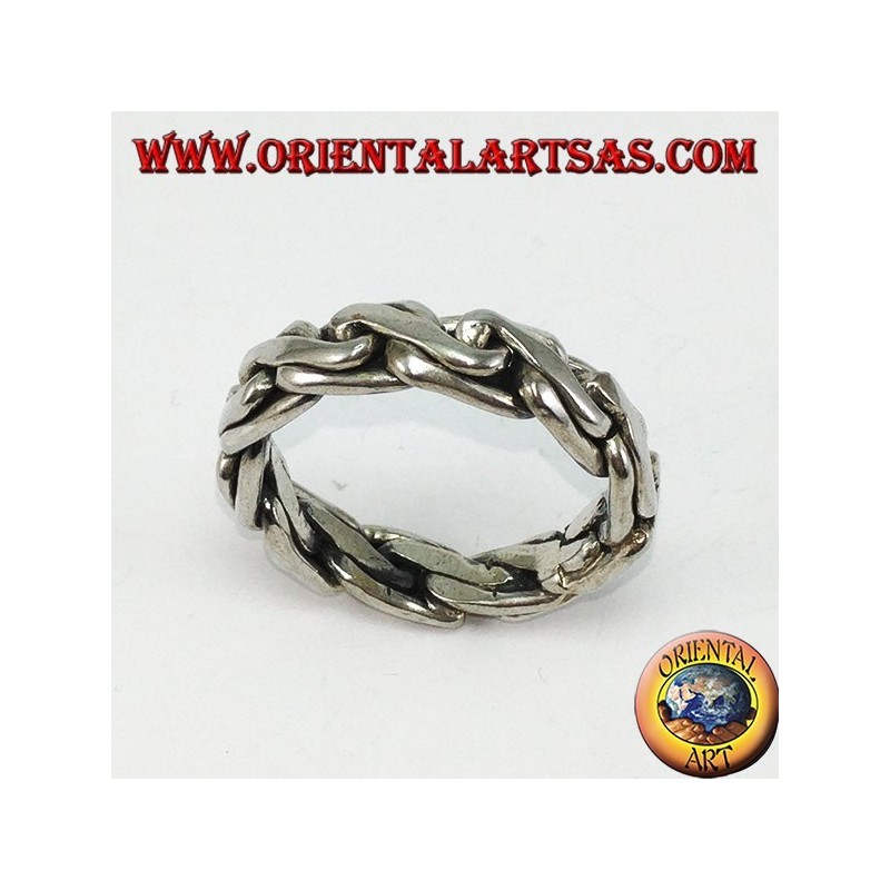 Silver ring with a Byzantine chain