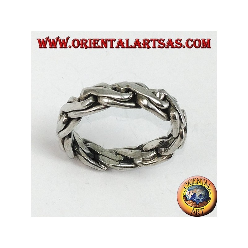 Anello in argento a catena bizantina