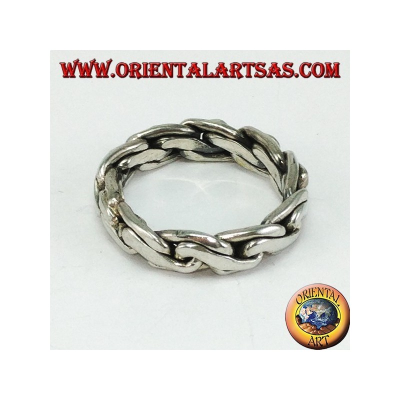 Anello in argento a catena bizantina