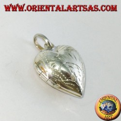 Silver pendant Inlaid heart photo frame (small)