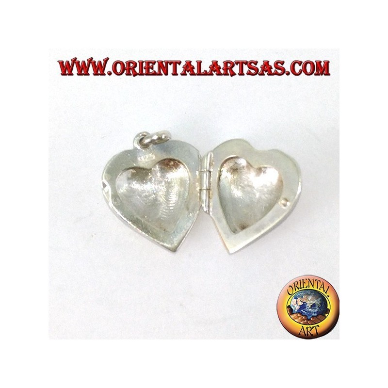 Colgante de plata Marco de foto de corazón con incrustaciones (pequeño)