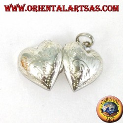 Pendentif en argent incrusté cadre photo coeur (petit)