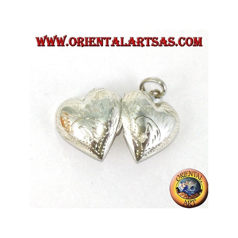 Pendentif en argent incrusté cadre photo coeur (petit)