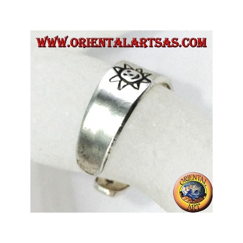 Bague en argent des pieds ou de la phalange avec soleil incrusté