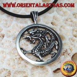 Colgante de plata, dragón en el círculo