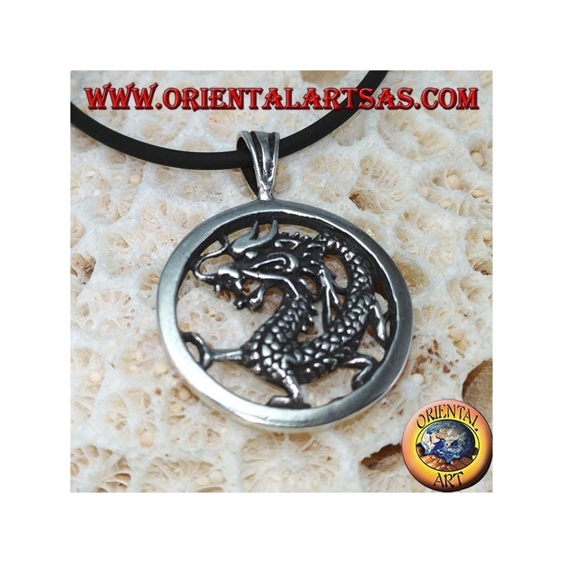 Pendentif en argent, dragon dans le cercle