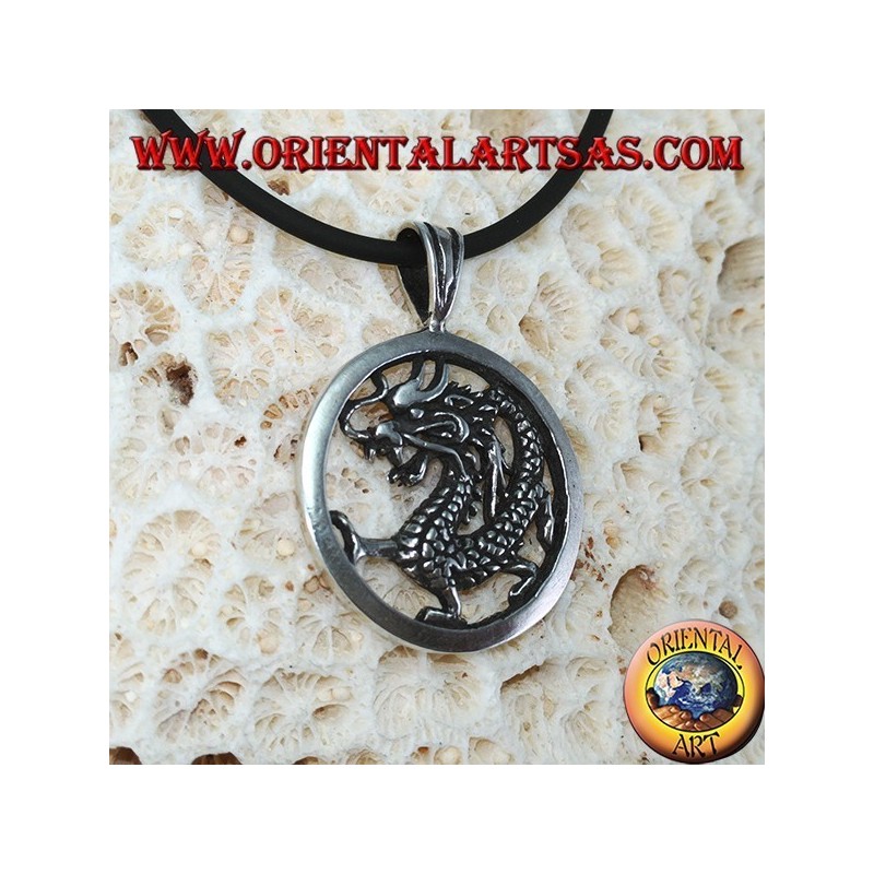 Pendentif en argent, dragon dans le cercle