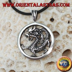 Pendentif en argent, dragon dans le cercle