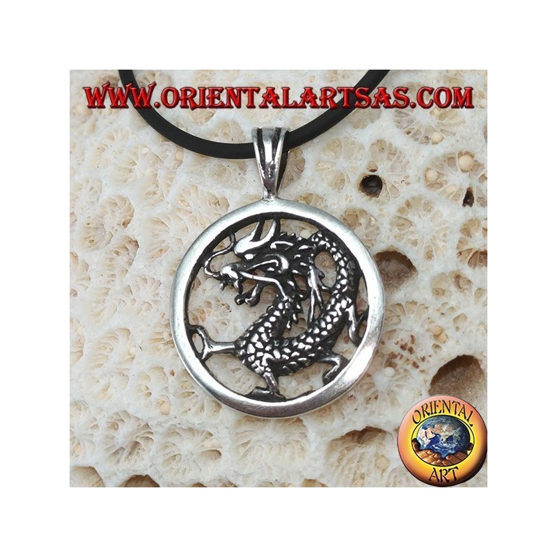 Pendentif en argent, dragon dans le cercle
