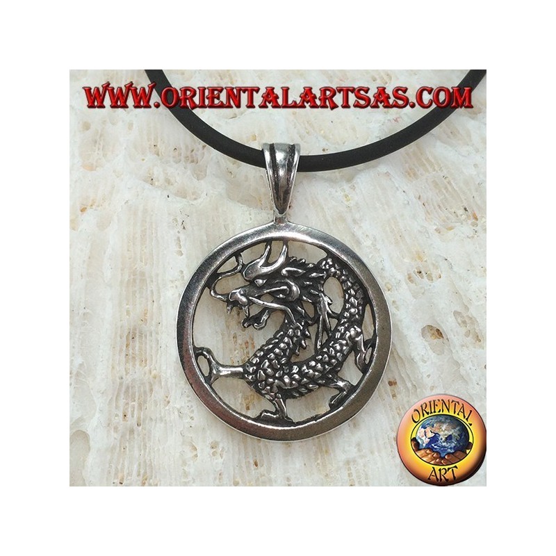 Pendentif en argent, dragon dans le cercle