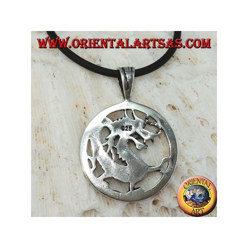 Pendentif en argent, dragon dans le cercle
