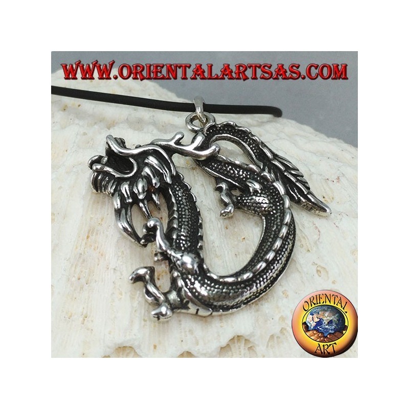Colgante de dragón chino de plata (grande)