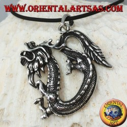 Colgante de dragón chino de plata (grande)