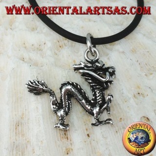 Silberanhänger, dreidimensionaler chinesischer Drache (mittel)
