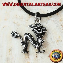 Colgante de plata, dragón chino tridimensional (mediano)