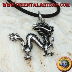 Silver pendant, three-dimensional Chinese dragon (medium)