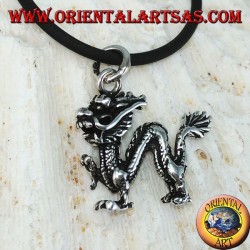 Silberanhänger, dreidimensionaler chinesischer Drache (mittel)