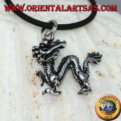 Colgante de plata, dragón chino tridimensional (mediano)