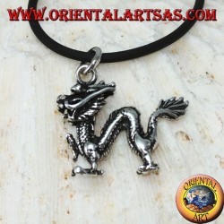 Silberanhänger, dreidimensionaler chinesischer Drache (mittel)
