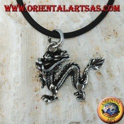 Silberanhänger, dreidimensionaler chinesischer Drache (mittel)