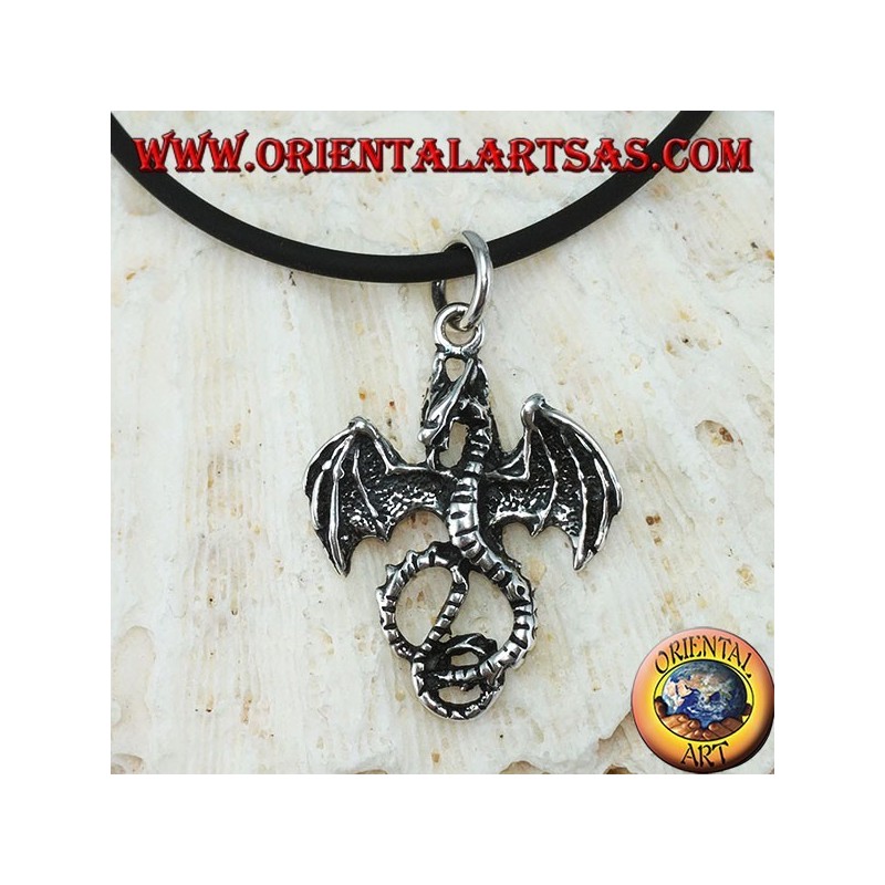 Silver pendant, Celtic dragon basilisk (medium)