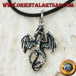 Silver pendant, Celtic dragon basilisk (medium)