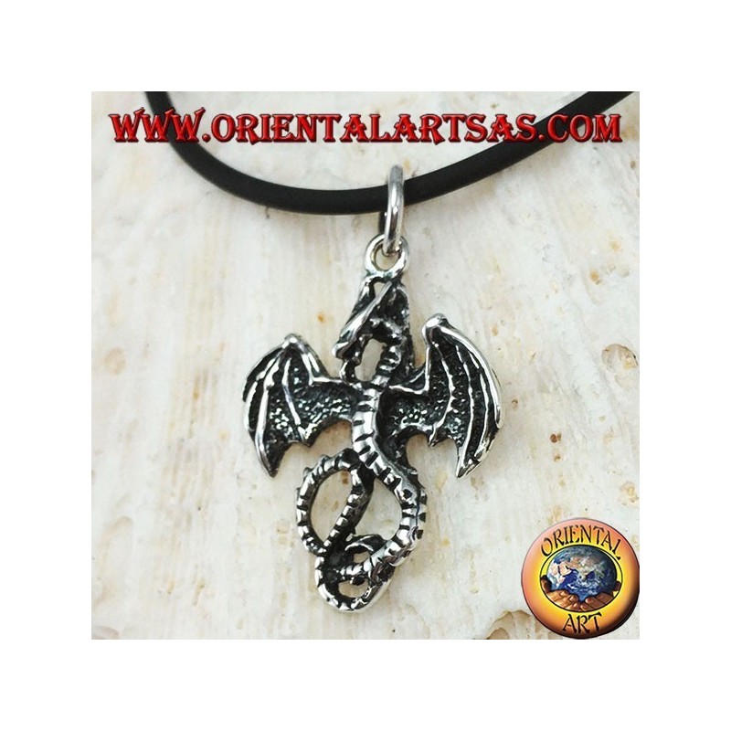 Pendentif en argent, basilic celtique dragon (moyen)
