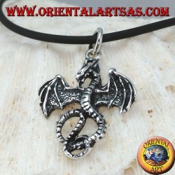 Silver pendant, Celtic dragon basilisk (medium)