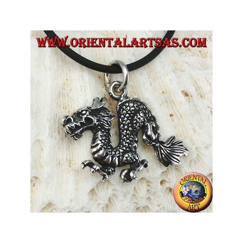 Pendentif en argent, dragon chinois (moyen)
