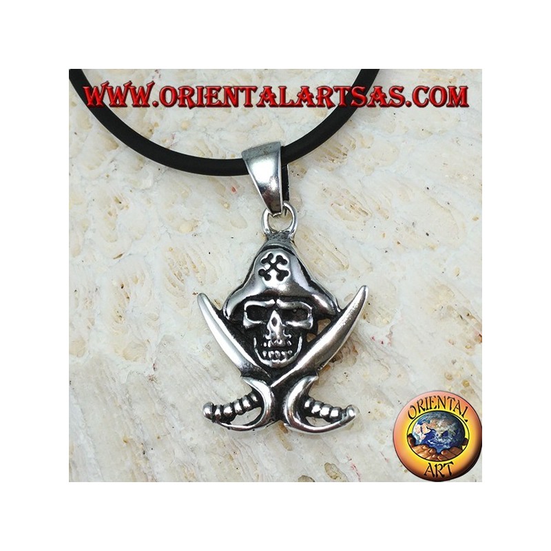 Silver pendant, pirate skull