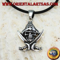 Colgante de plata, calavera pirata