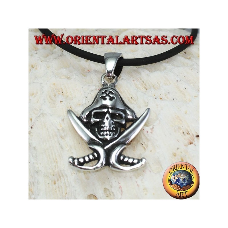 Silver pendant, pirate skull