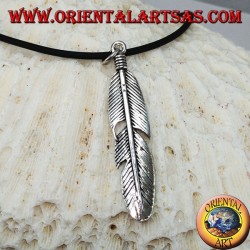 Pendant in silver feather symbol of purification of the natives of America