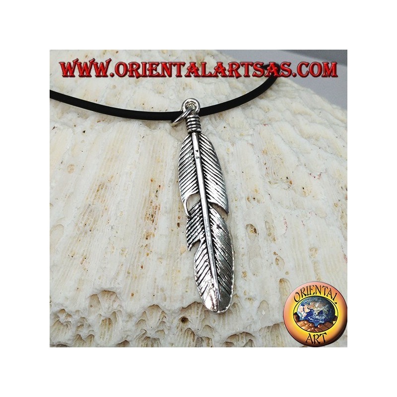 Colgante en plata pluma símbolo de purificación de los nativos de América