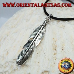 Pendant in silver feather symbol of purification of the natives of America