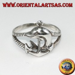 Anillo de plata todavía marino con delfín