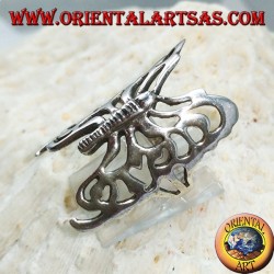 Grande bague papillon perforée en argent