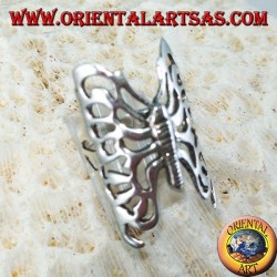 Grande bague papillon perforée en argent