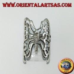 Large perforated butterfly silver ring