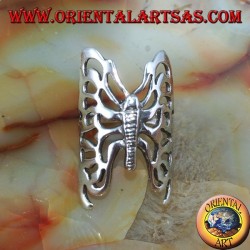 Large perforated butterfly silver ring