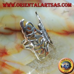 Grande bague papillon perforée en argent