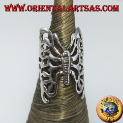 Grande bague papillon perforée en argent